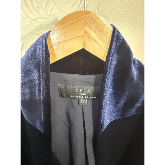 On Parle De Vous Paris Velvet Blazer Navy Blue Double Breasted Jacket T1 - Picture 4 of 9